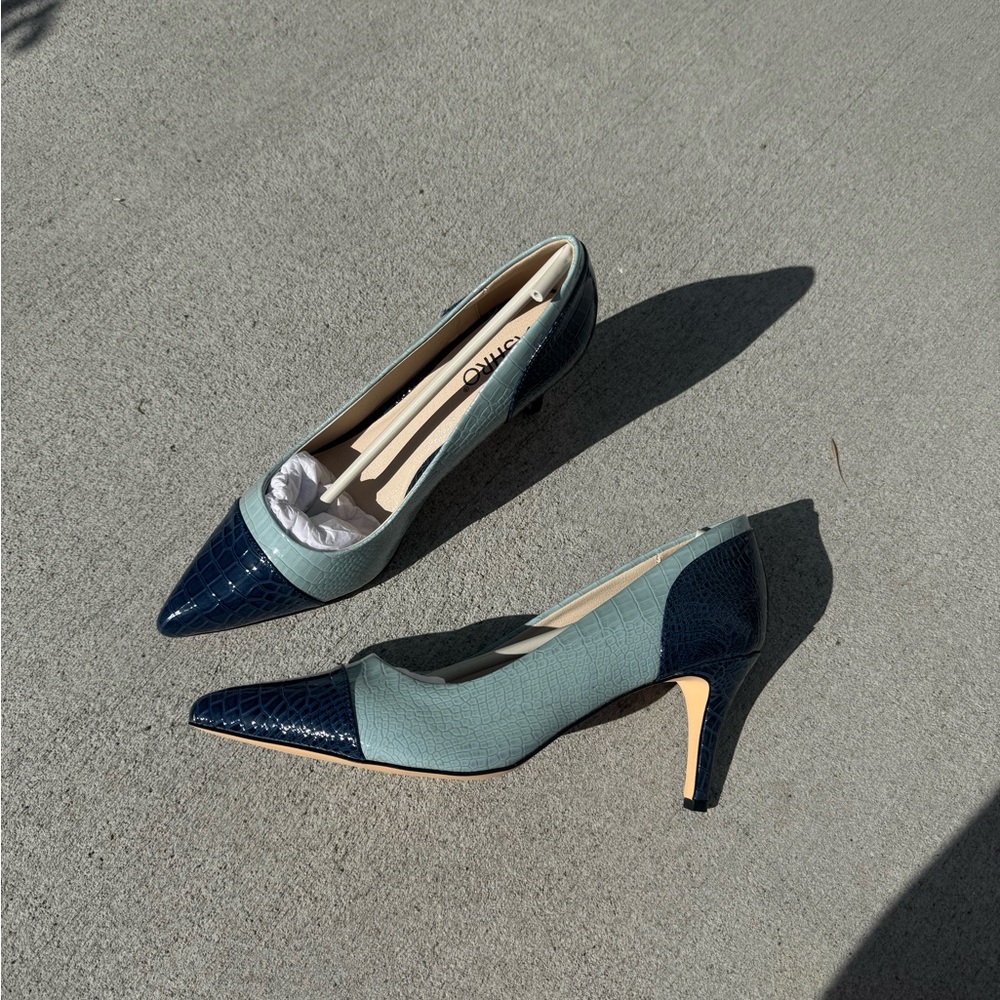 Chic Blue Two-Tone Heels